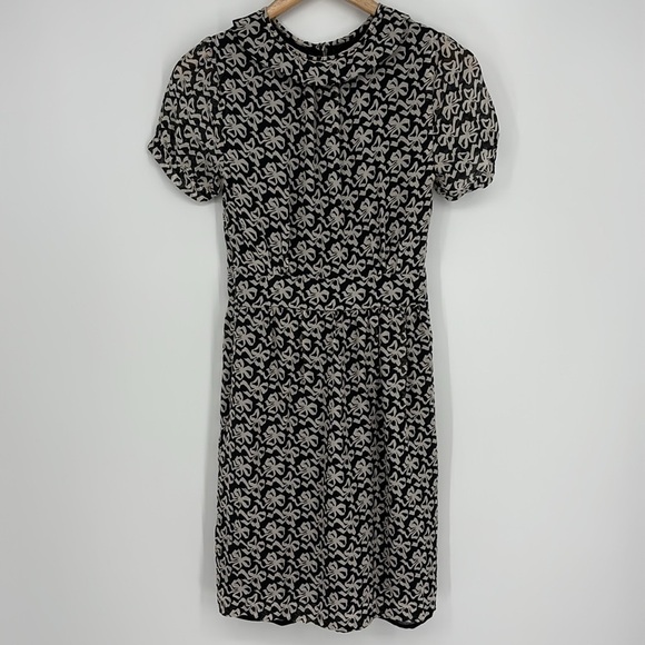 J. Crew Bow Short Sleeve Silk Chiffon Dress Peter Pan Collar Women’s Size 0 - Picture 10 of 12